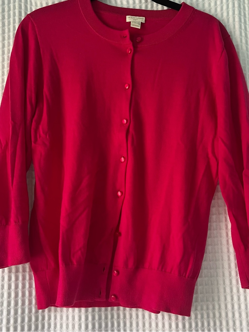 J. Crew Factory Hot Pink Crewneck Button Cardigan